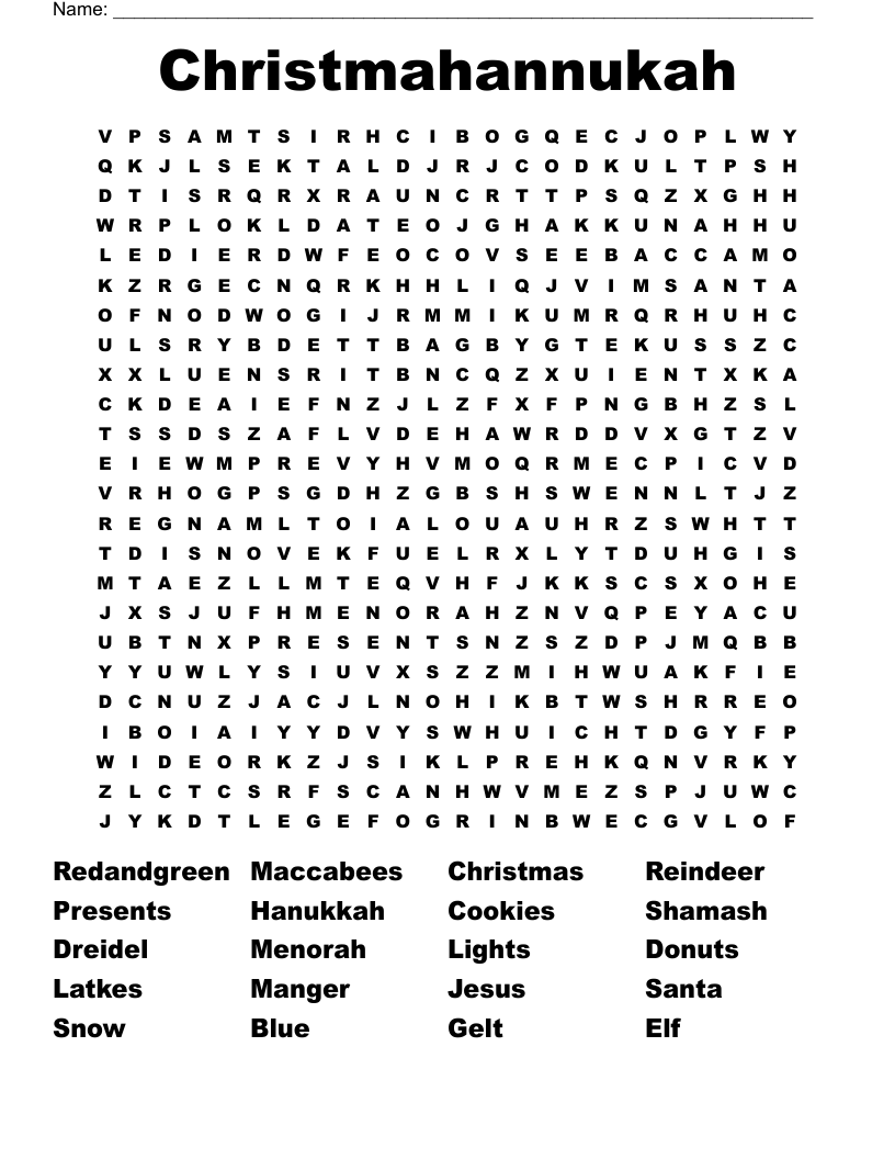 Christmahannukah Word Search