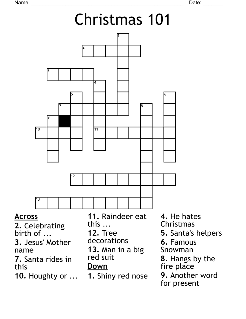 Christmas 101 Crossword