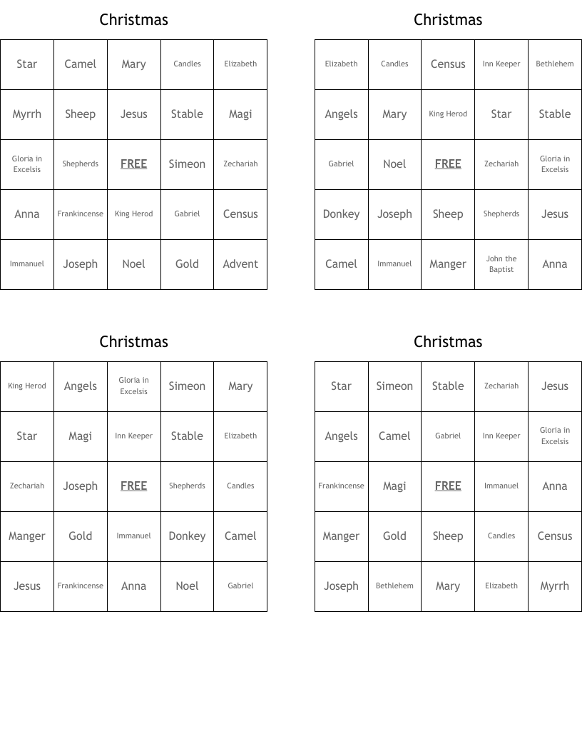 Christmas Bingo Cards
