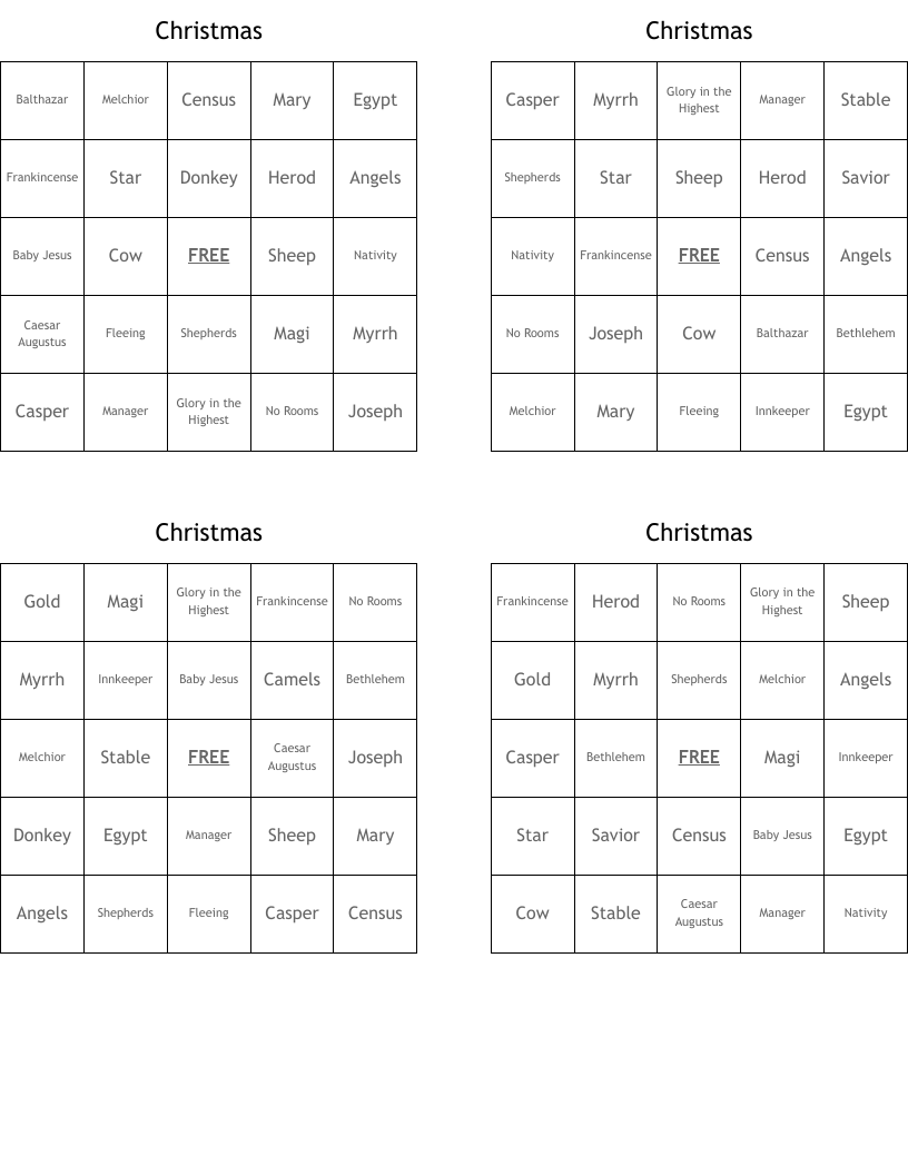 Christmas Bingo Cards