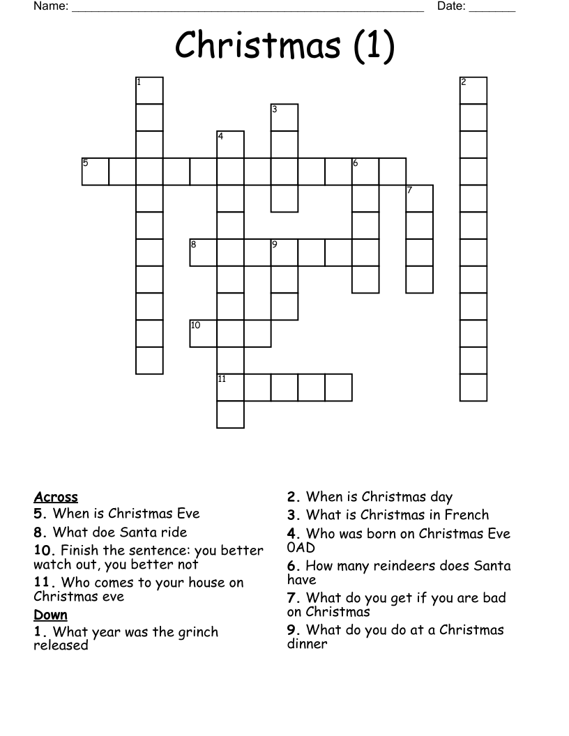 Christmas (1) Crossword