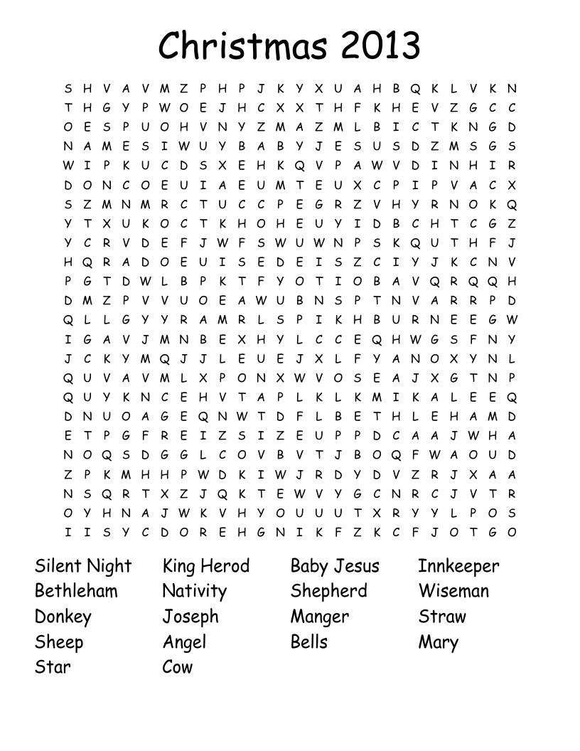 Christmas 2013 Word Search