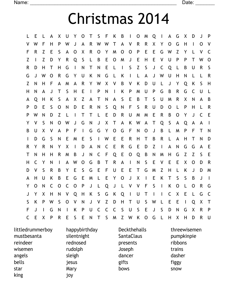 Christmas 2014 Word Search