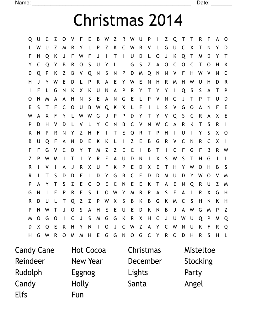 Christmas 2014 Word Search