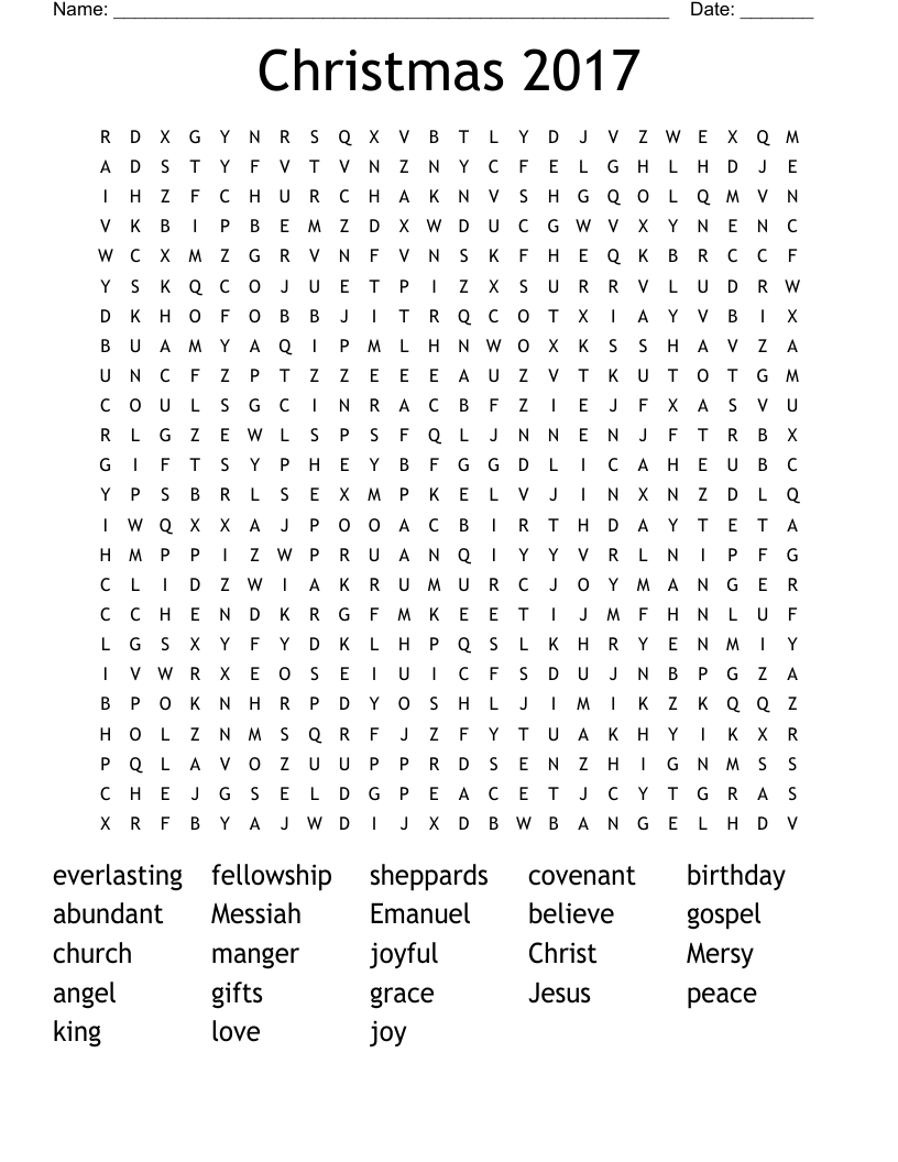 Christmas 2017 Word Search