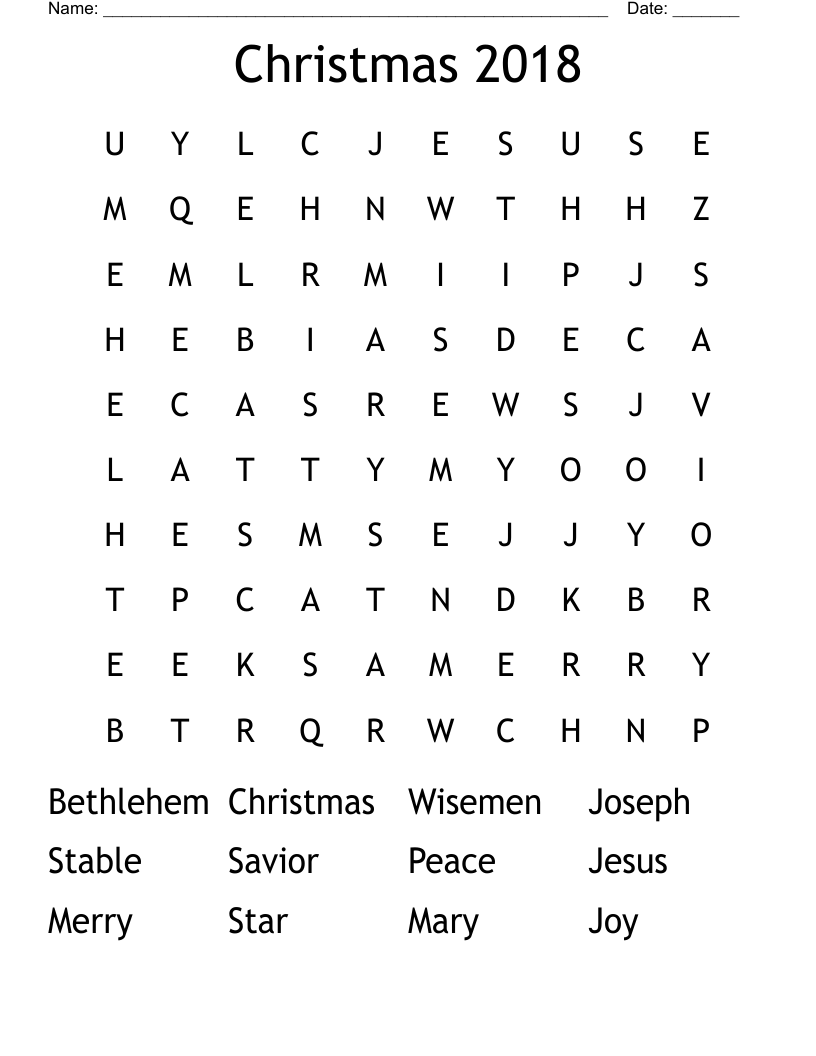 Christmas 2018 Word Search