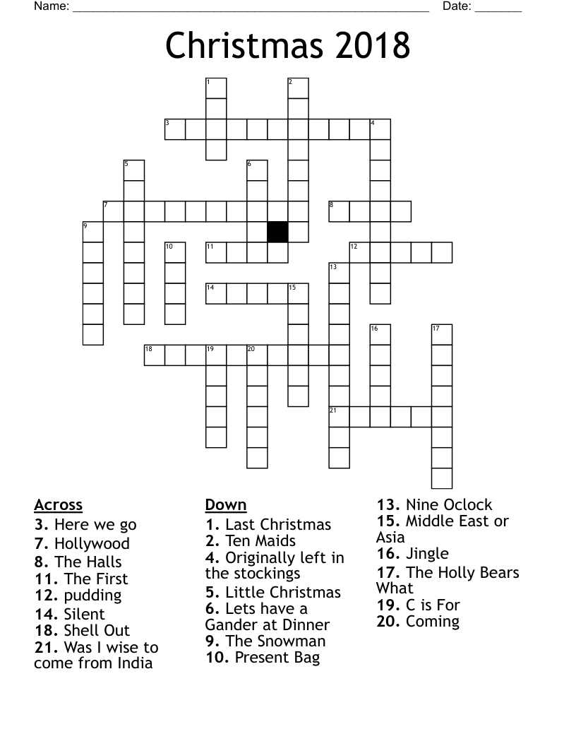 Christmas 2018 Crossword