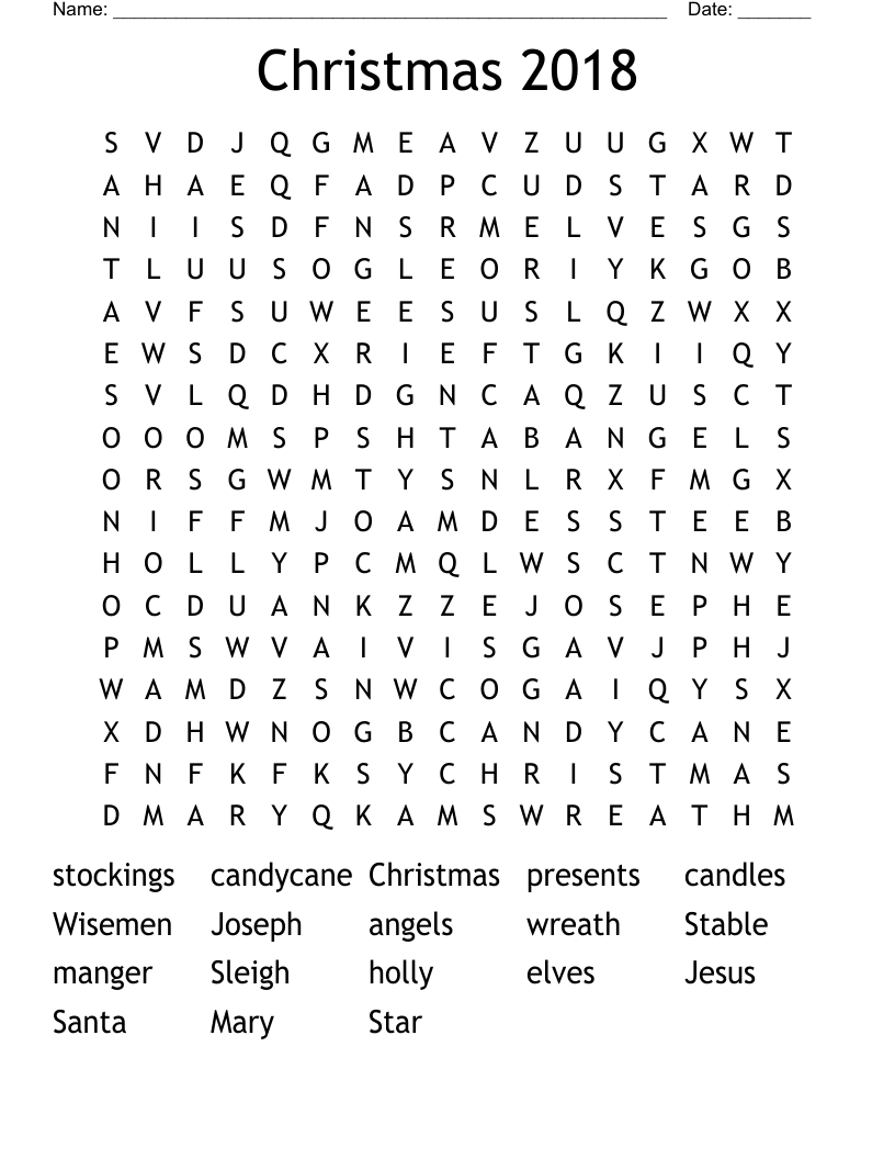 Christmas 2018 Word Search