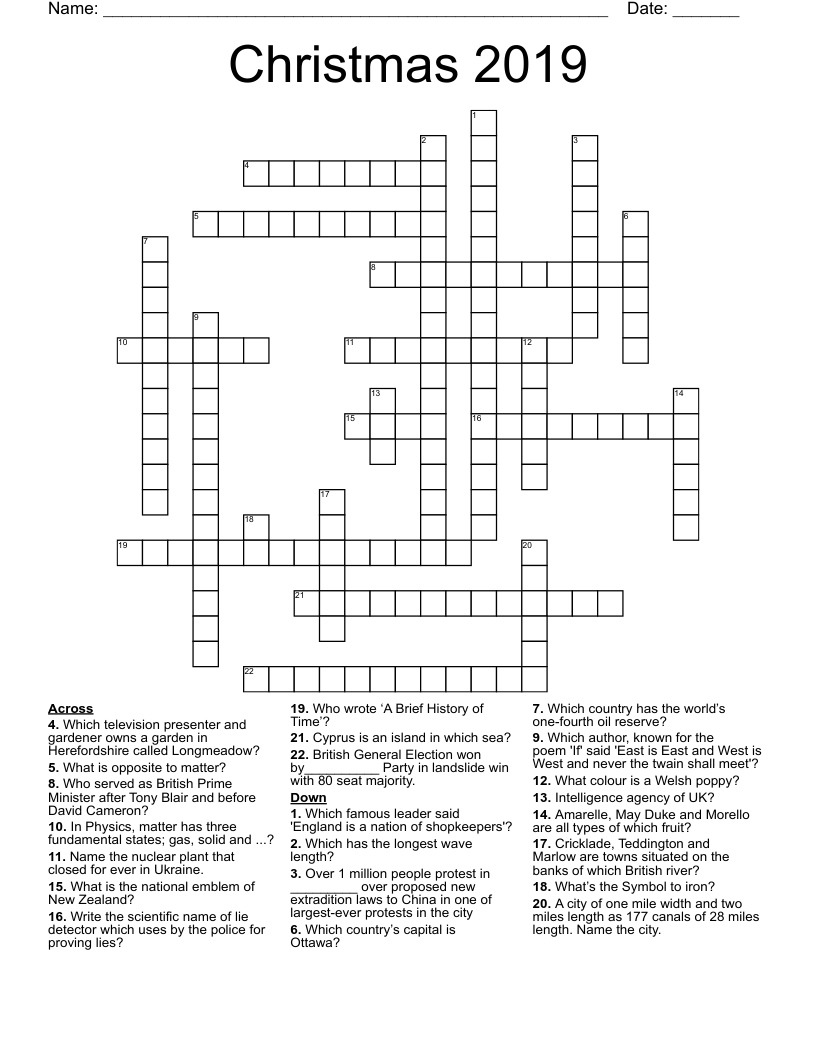 Christmas 2019 Crossword