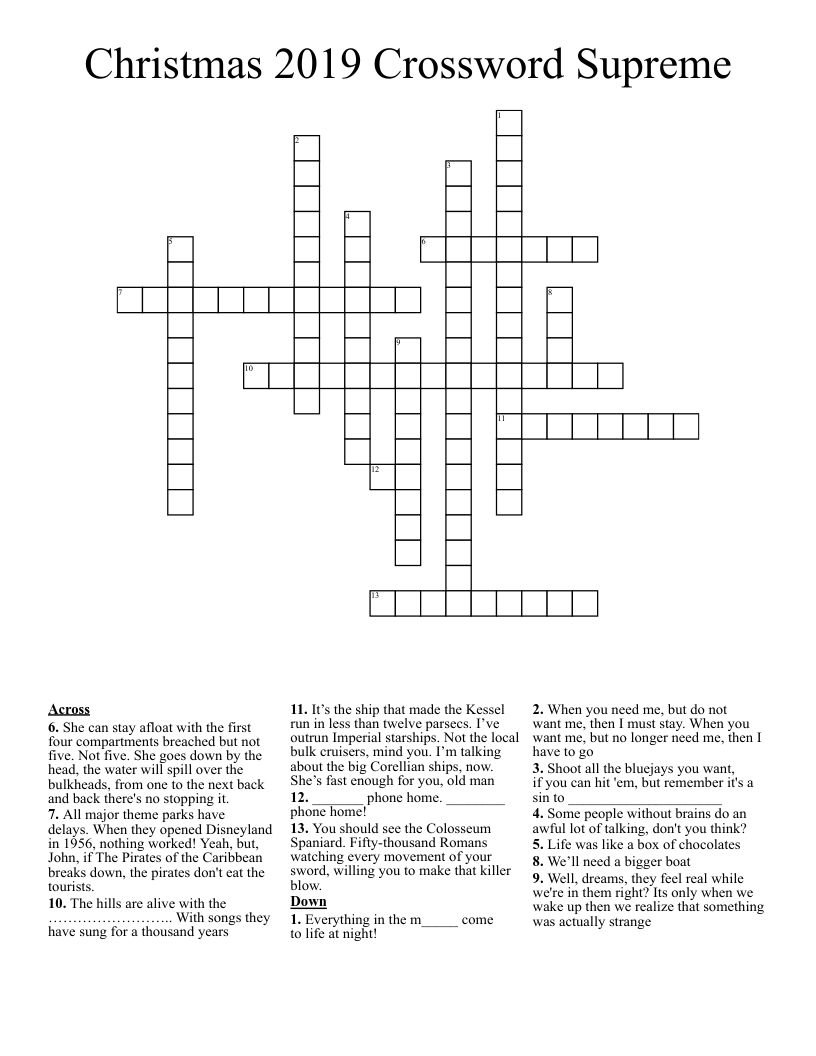 Christmas 2019 Crossword Supreme