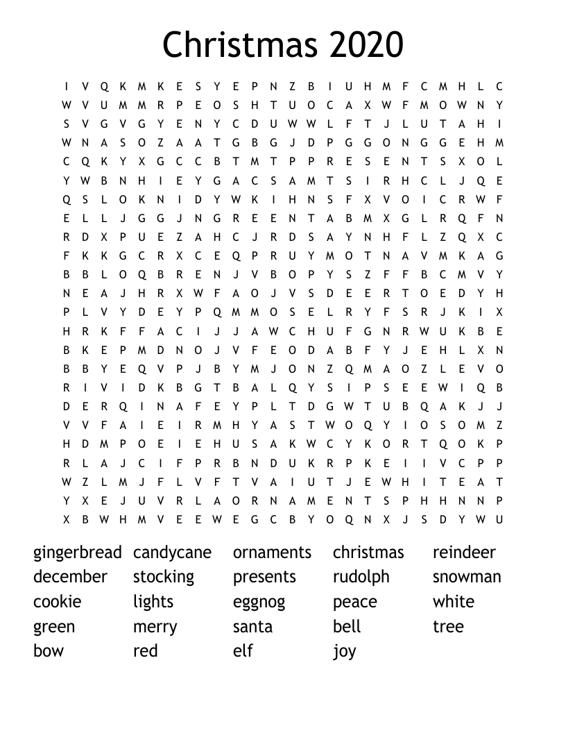 Christmas 2020 Word Search