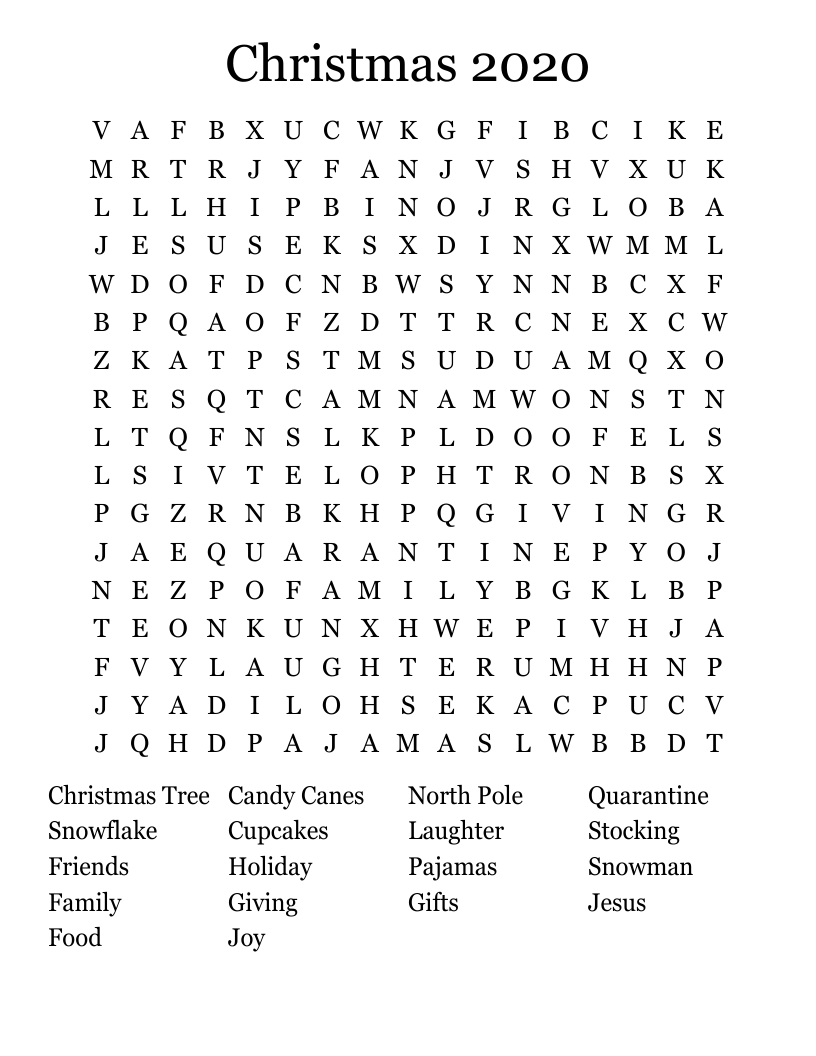 Christmas 2020 Word Search