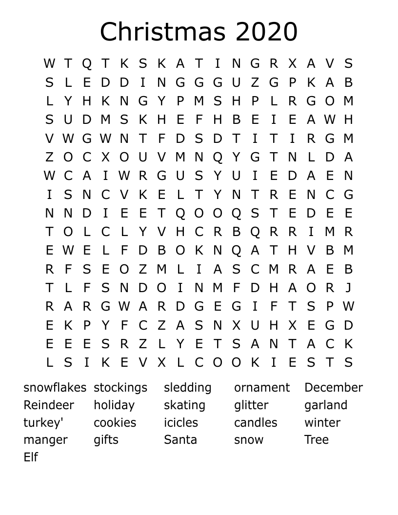 Christmas 2020 Word Search