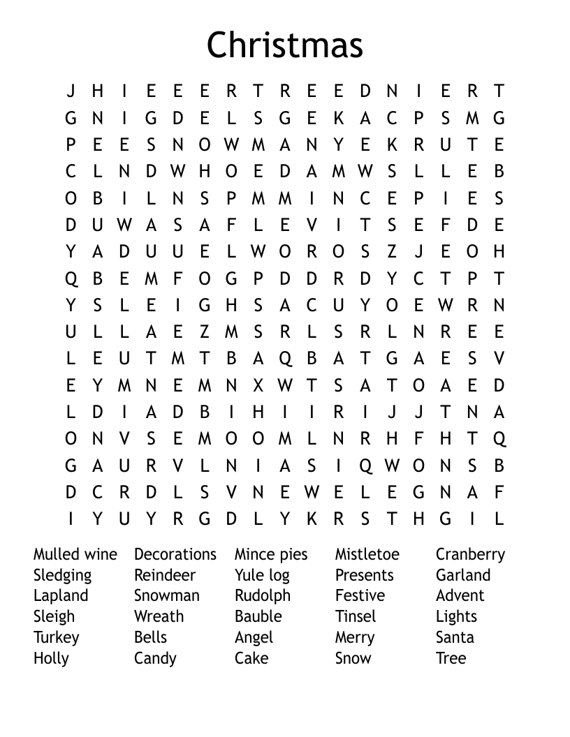 Christmas Word Search