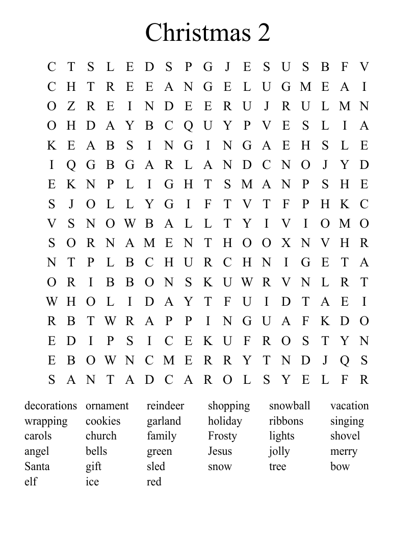 Christmas 2 Word Search