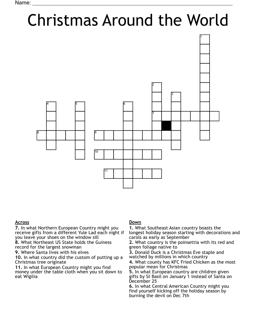 Christmas Around the World Crossword