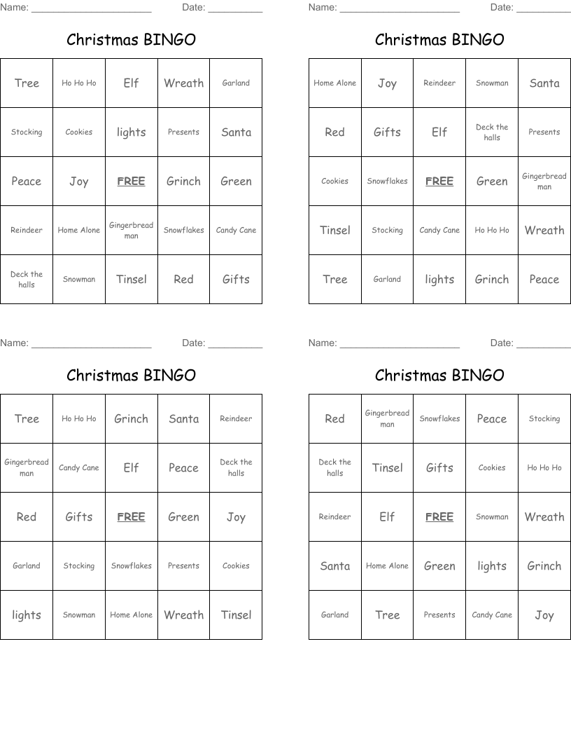 Christmas BINGO
