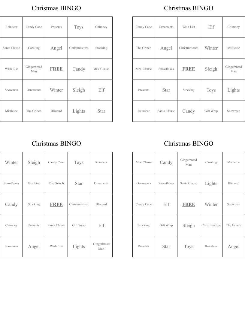 Christmas BINGO