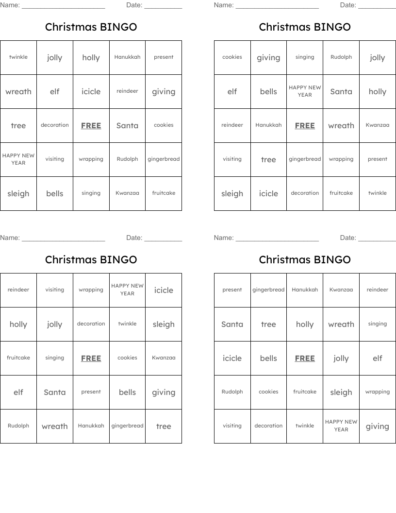 Christmas BINGO