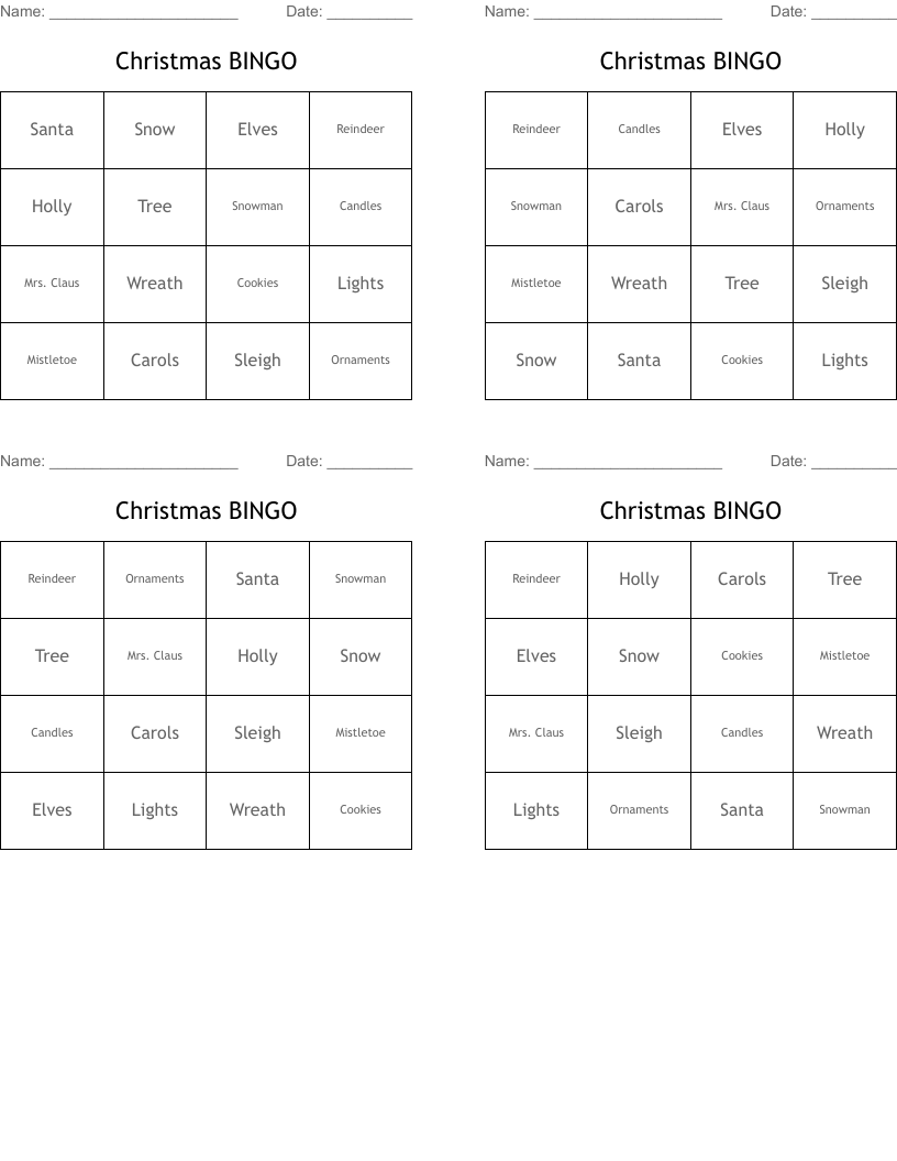 Christmas BINGO