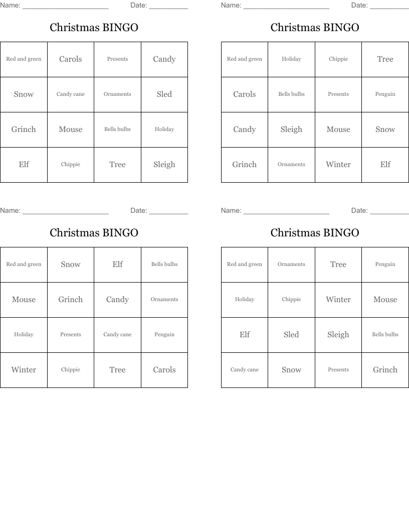 Christmas BINGO