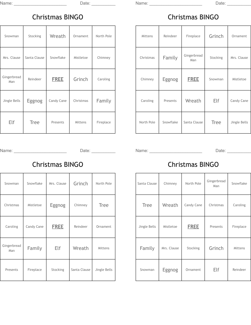 Christmas BINGO