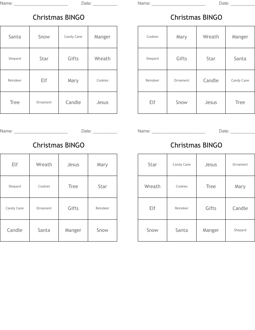 Christmas BINGO
