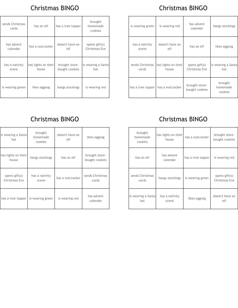 Christmas BINGO