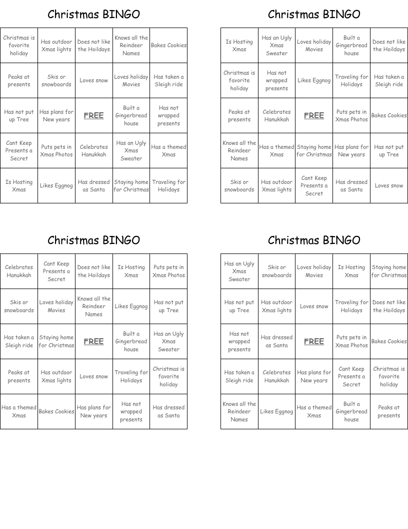 Christmas BINGO