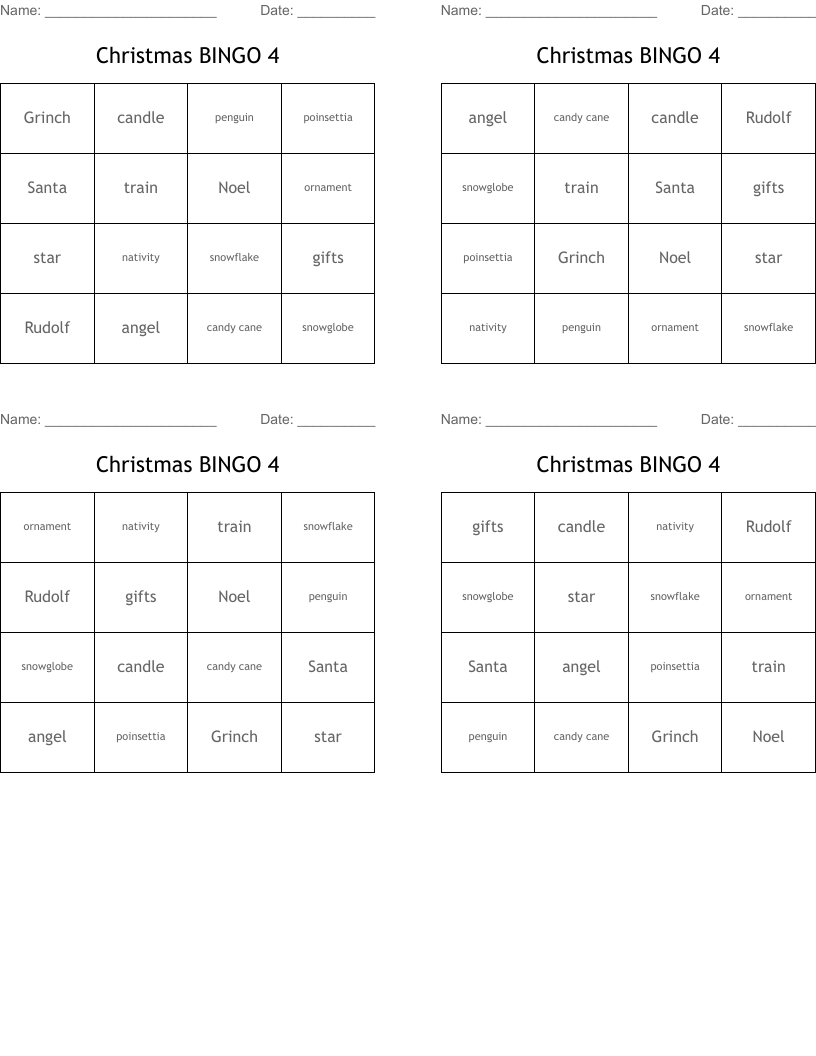 Christmas BINGO 4