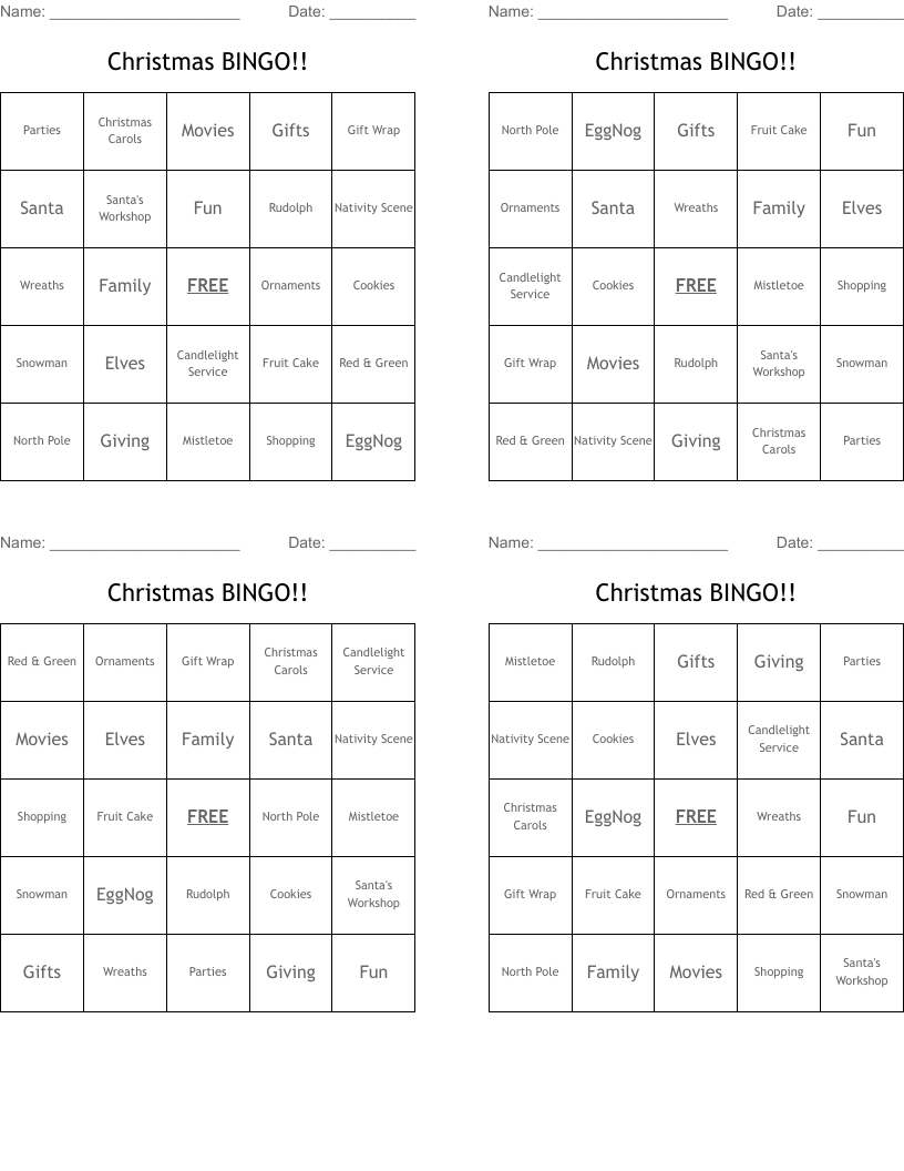 Christmas BINGO!!