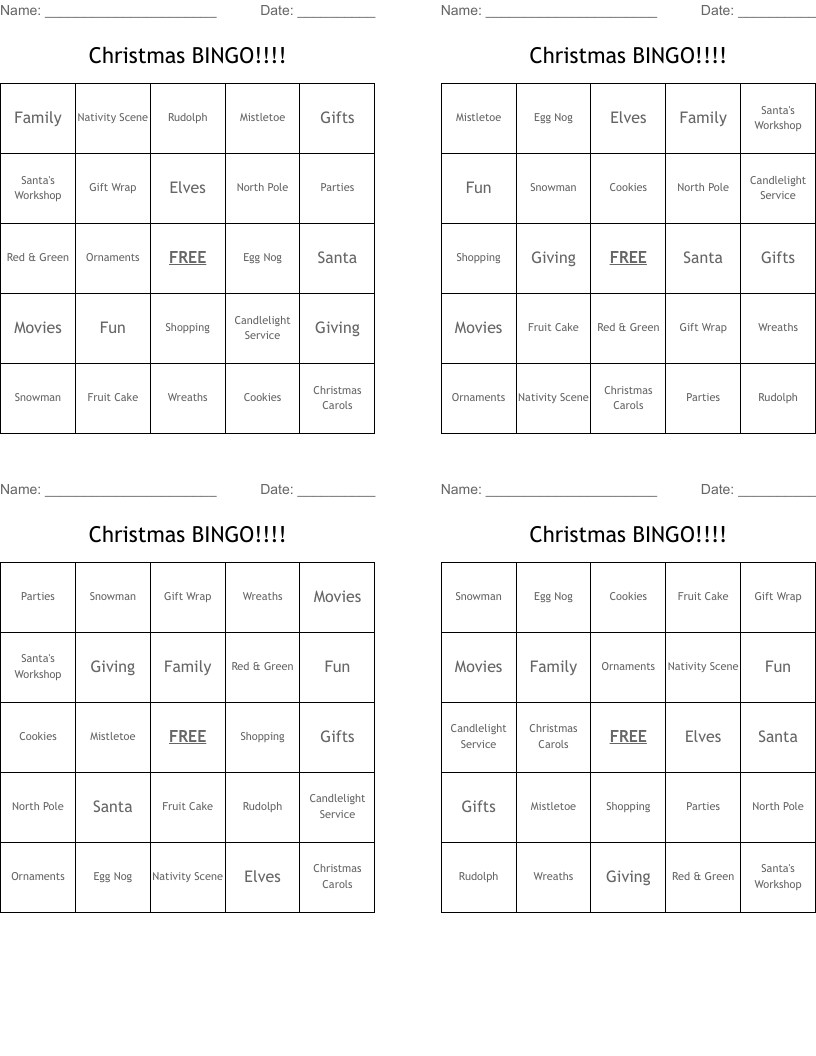 Christmas BINGO!!!!