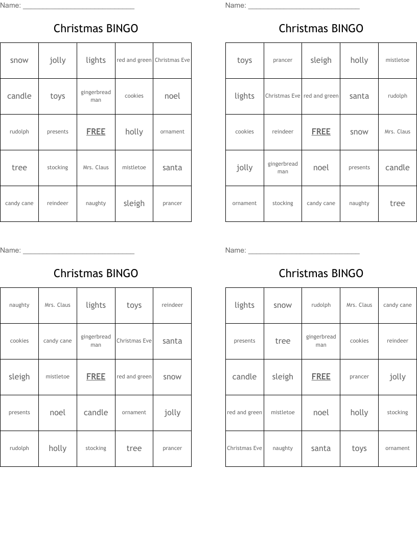 Christmas BINGO
