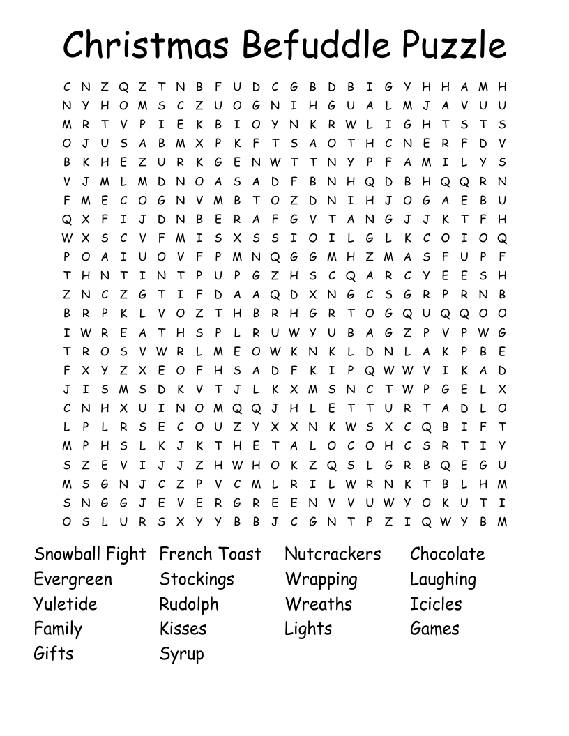 Christmas Befuddle Puzzle Word Search