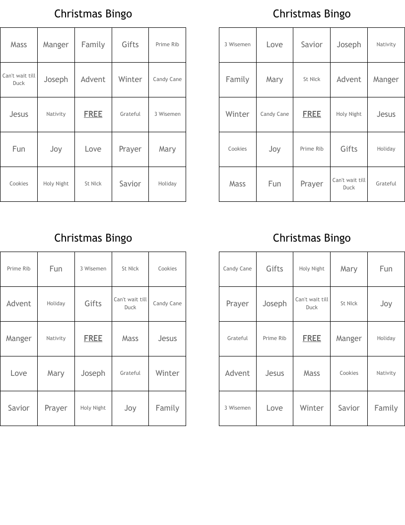 Christmas Bingo