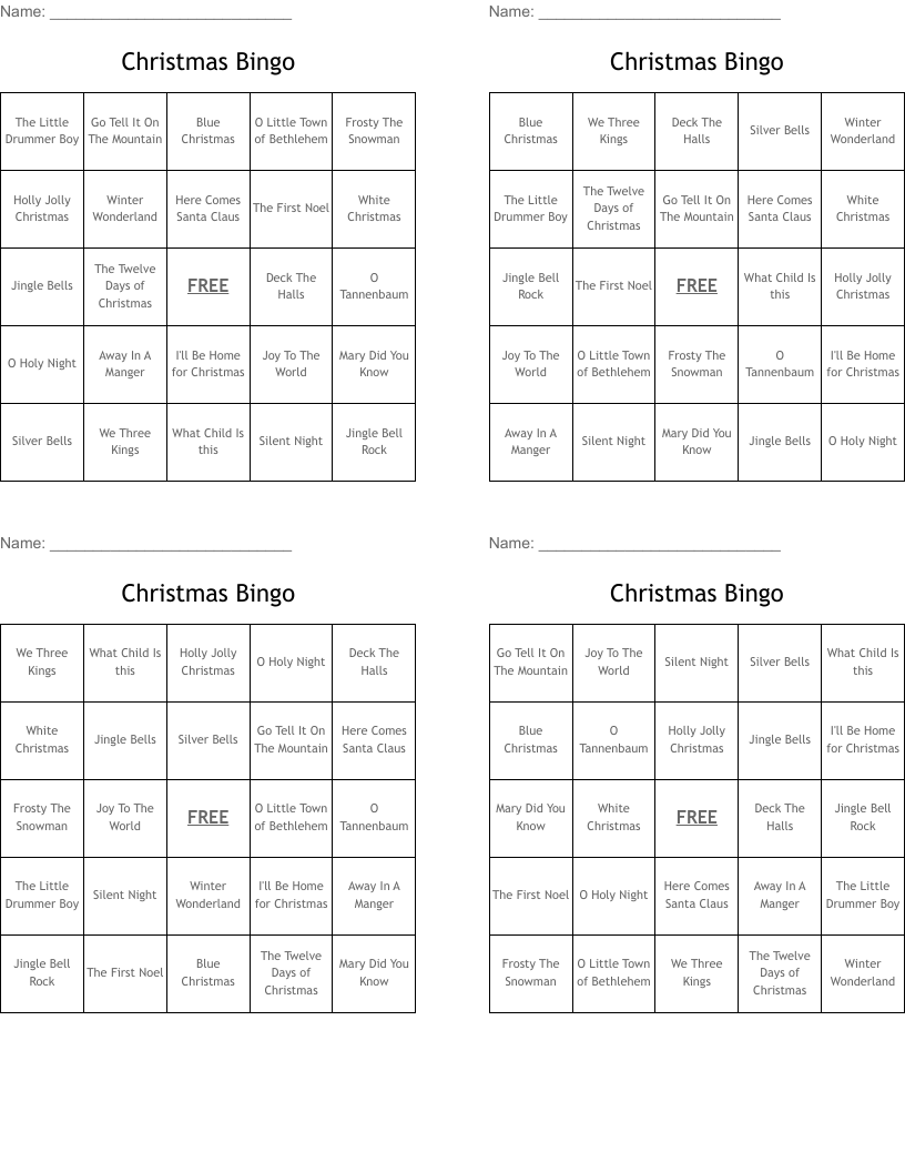 Christmas Bingo