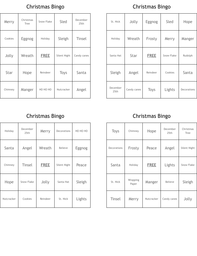 Christmas Bingo