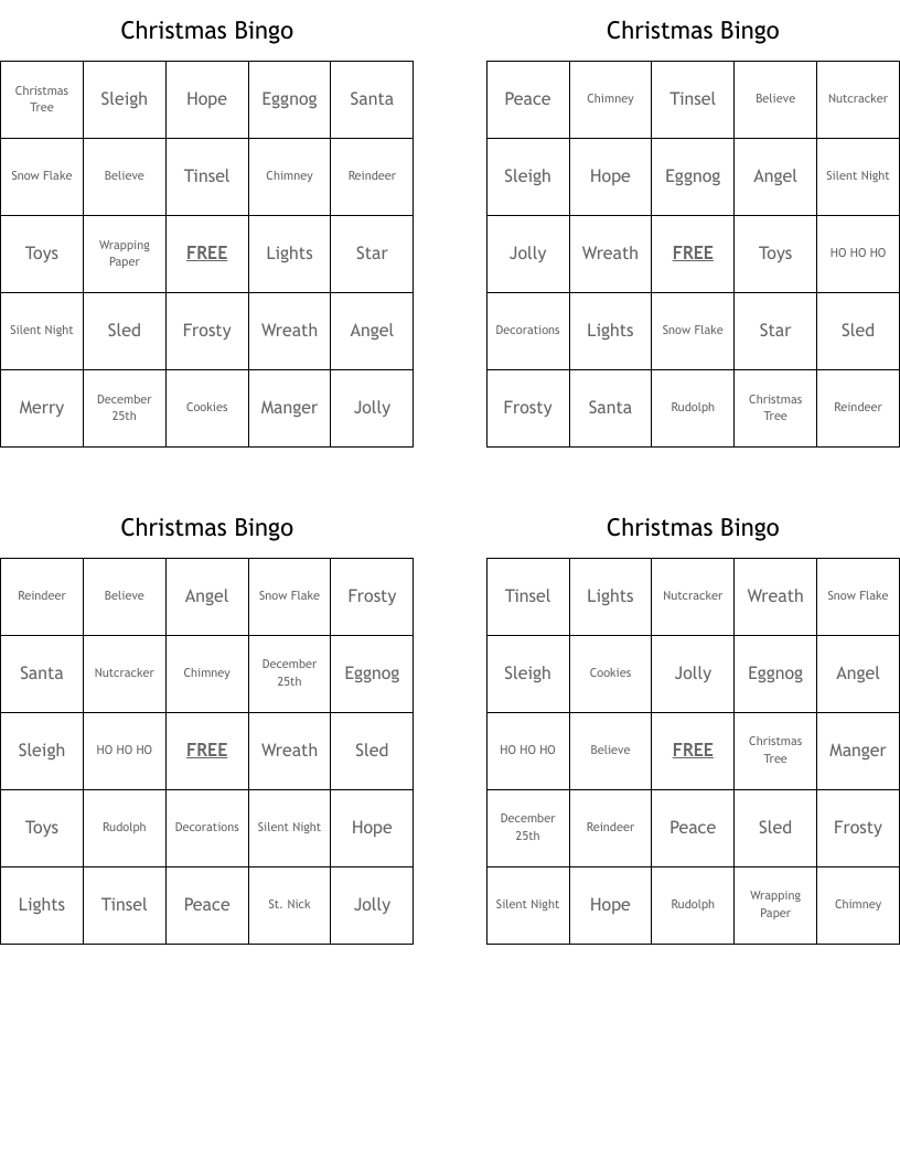 Christmas Bingo