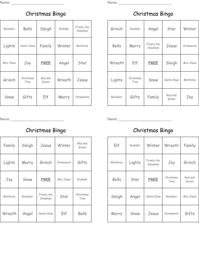 Christmas Bingo