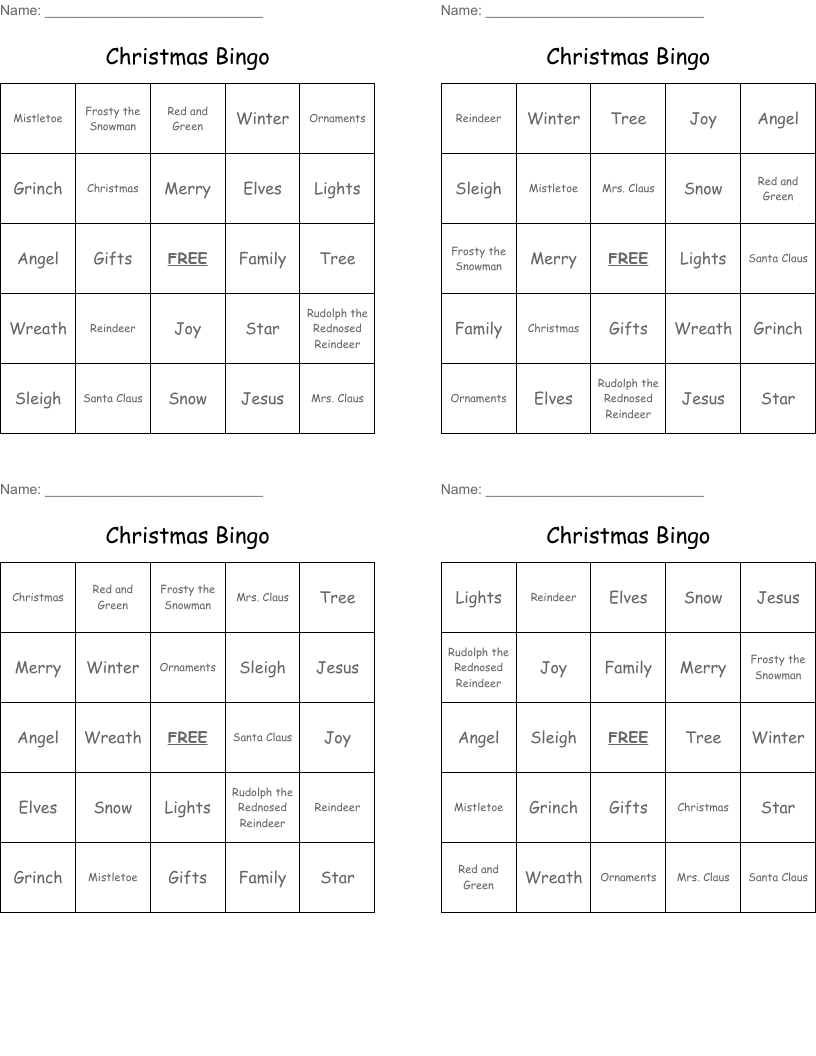 Christmas Bingo