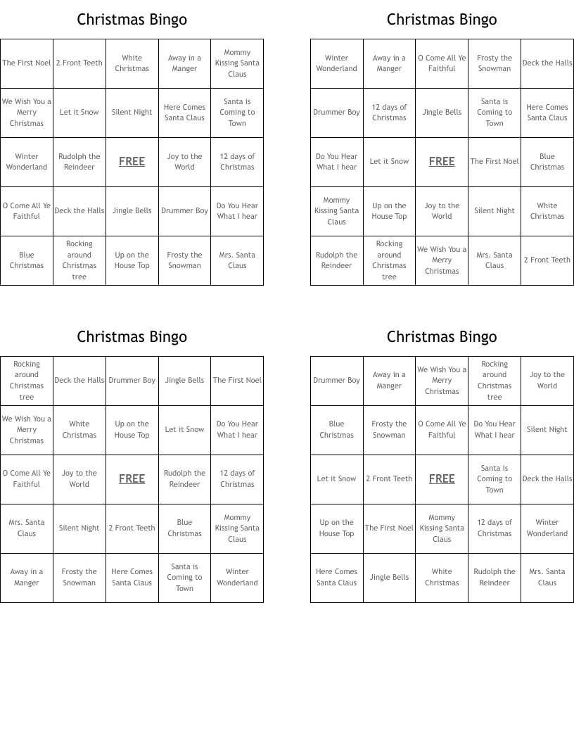 Christmas Bingo
