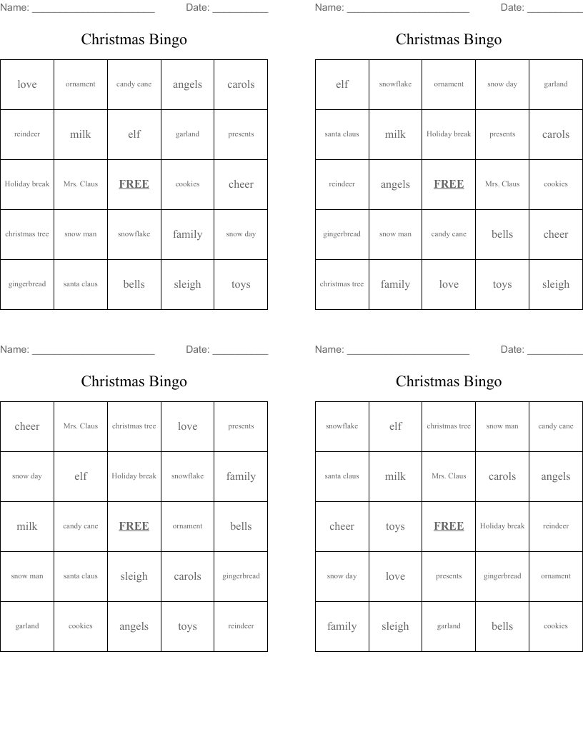 Christmas Bingo