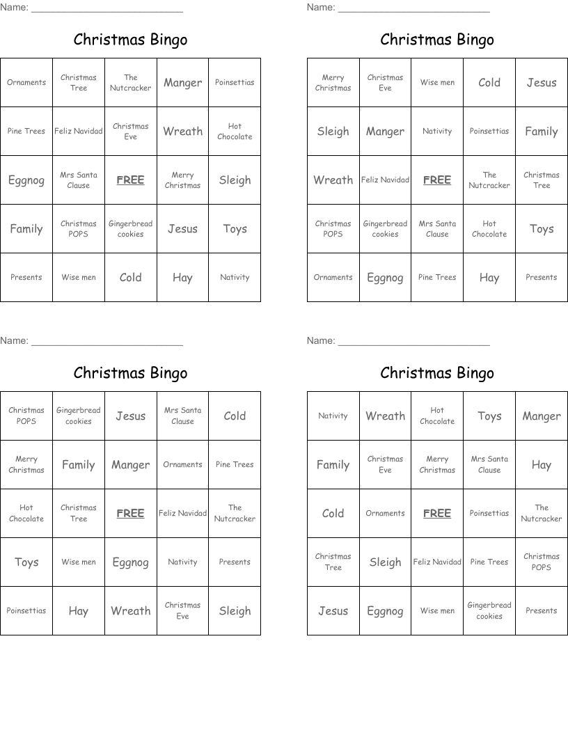 Christmas Bingo
