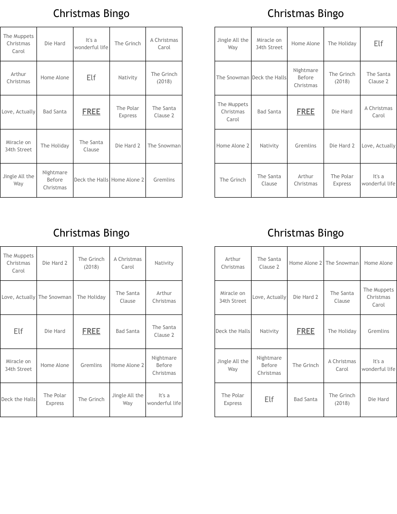 Christmas Bingo