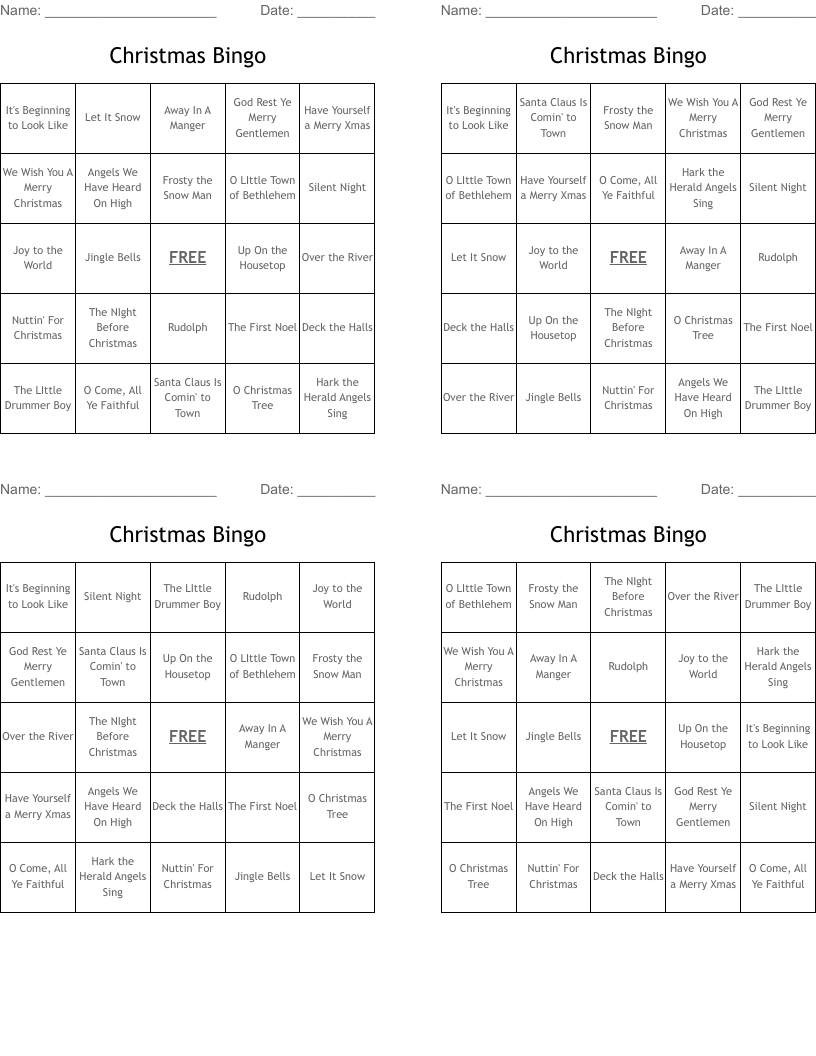 Christmas Bingo