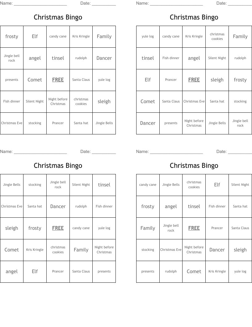 Christmas Bingo