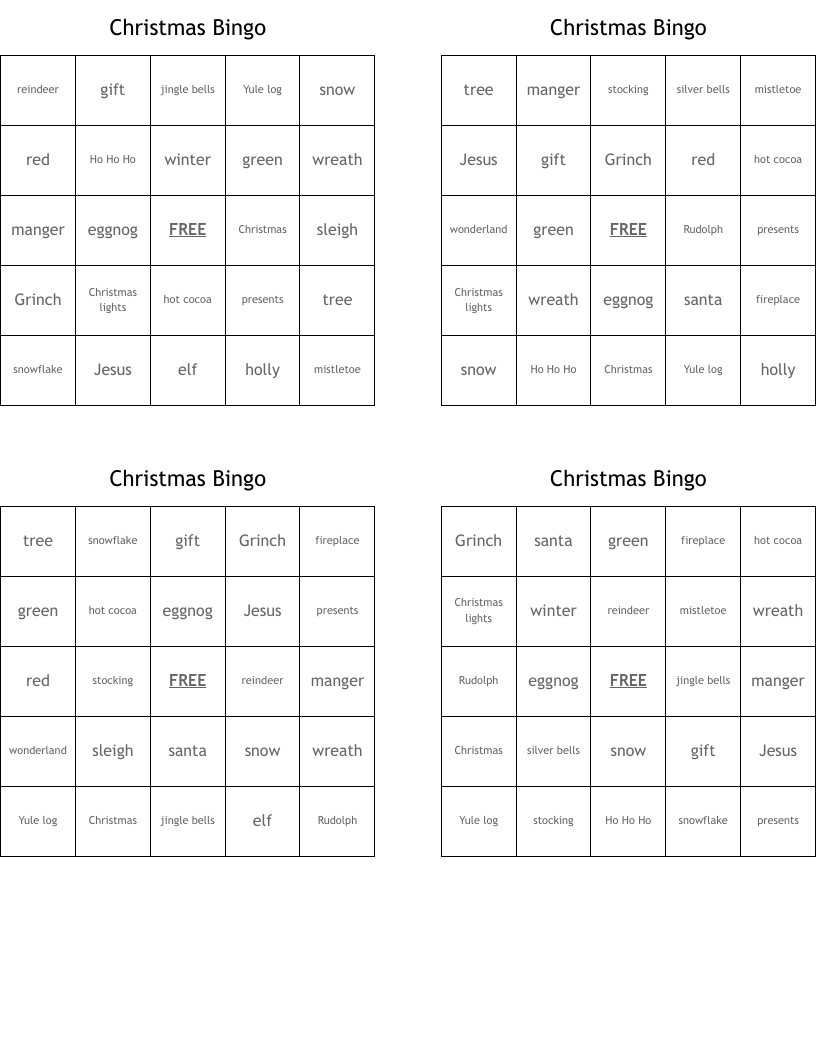 Christmas Bingo