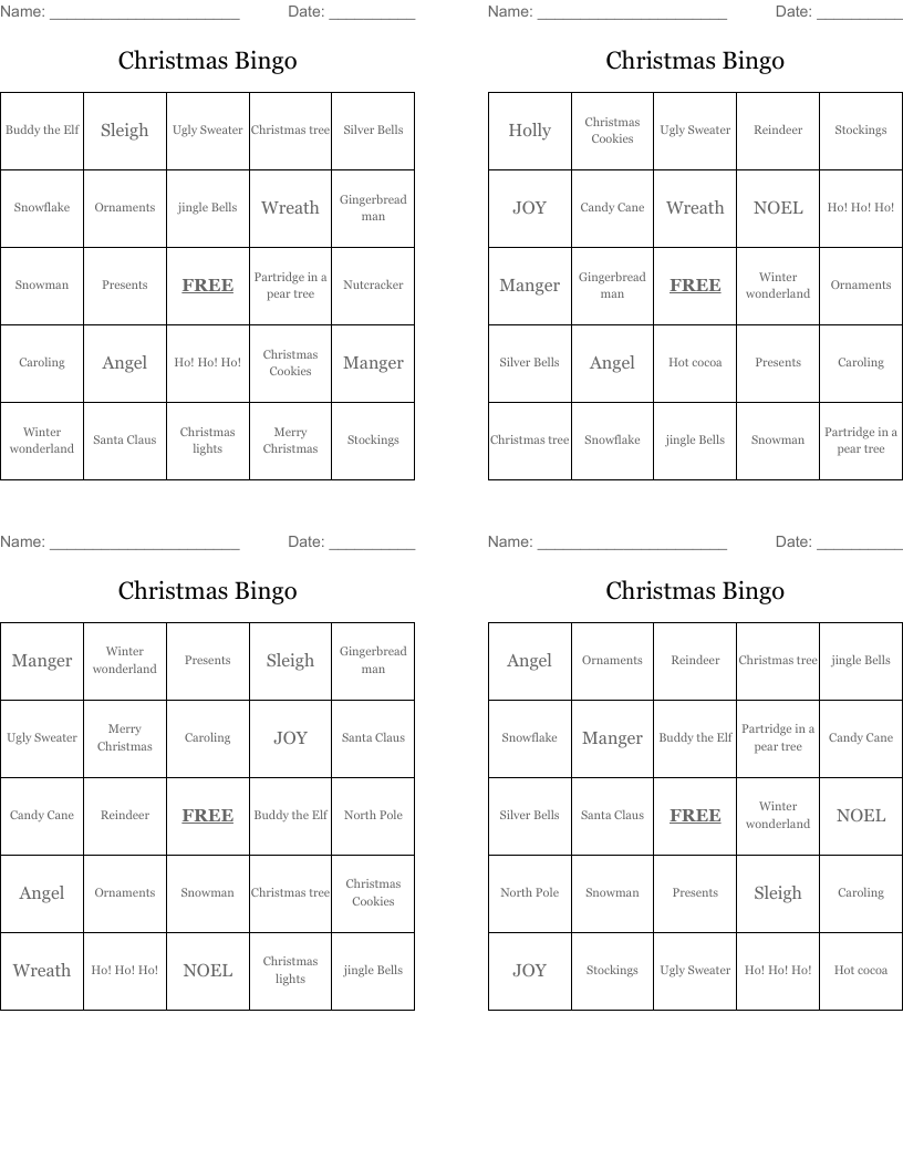 Christmas Bingo