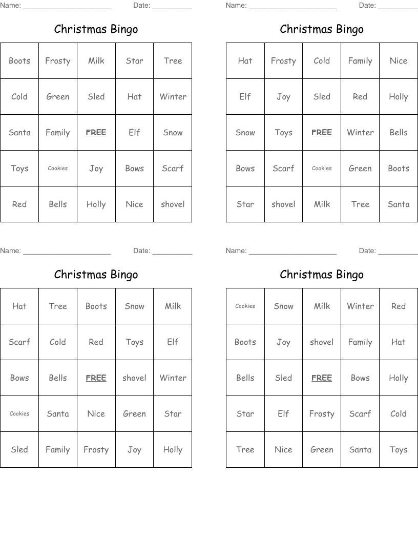 Christmas Bingo