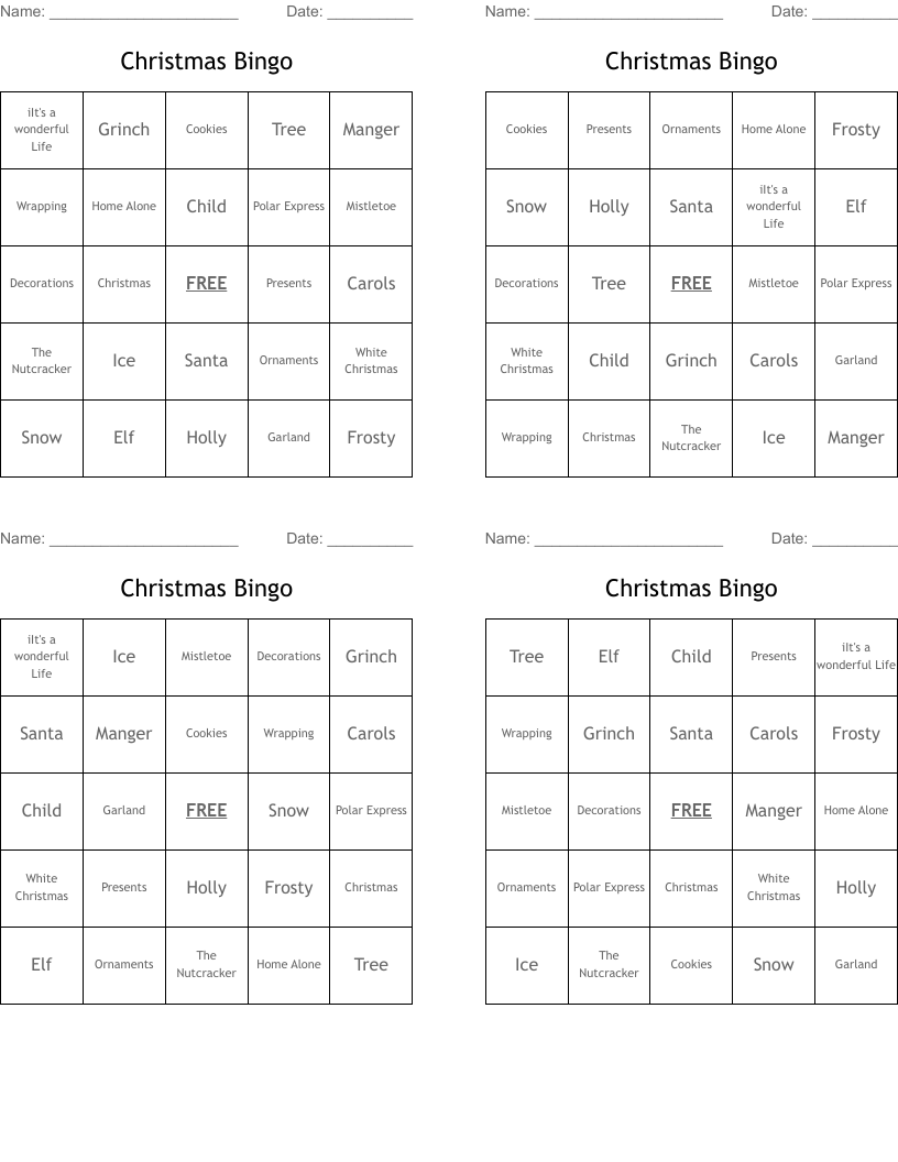 Christmas Bingo